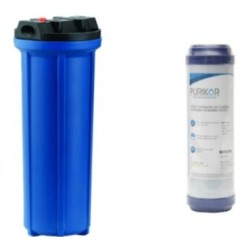 Porta Filtro 2.5×10 Azul Entrada 3/4 + Filtro Carbón Activado Granular