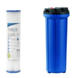 Porta Filtro 2.5×10 Azul Entrada 3/4 + Filtro De Propropileno plagable 5 micras