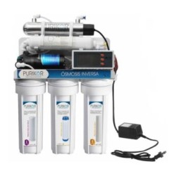 Sistema de ósmosis inversa POU, PURIKOR de 6 etapas con LUZ UV y filtración de 5 micras para flujo de 100 GPD