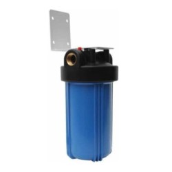 Portafiltro para cartuchos de 4.5? x 10? marca PURIKOR construido en Polipropileno con conexiones de 1? hembra PKPFBB10X1P